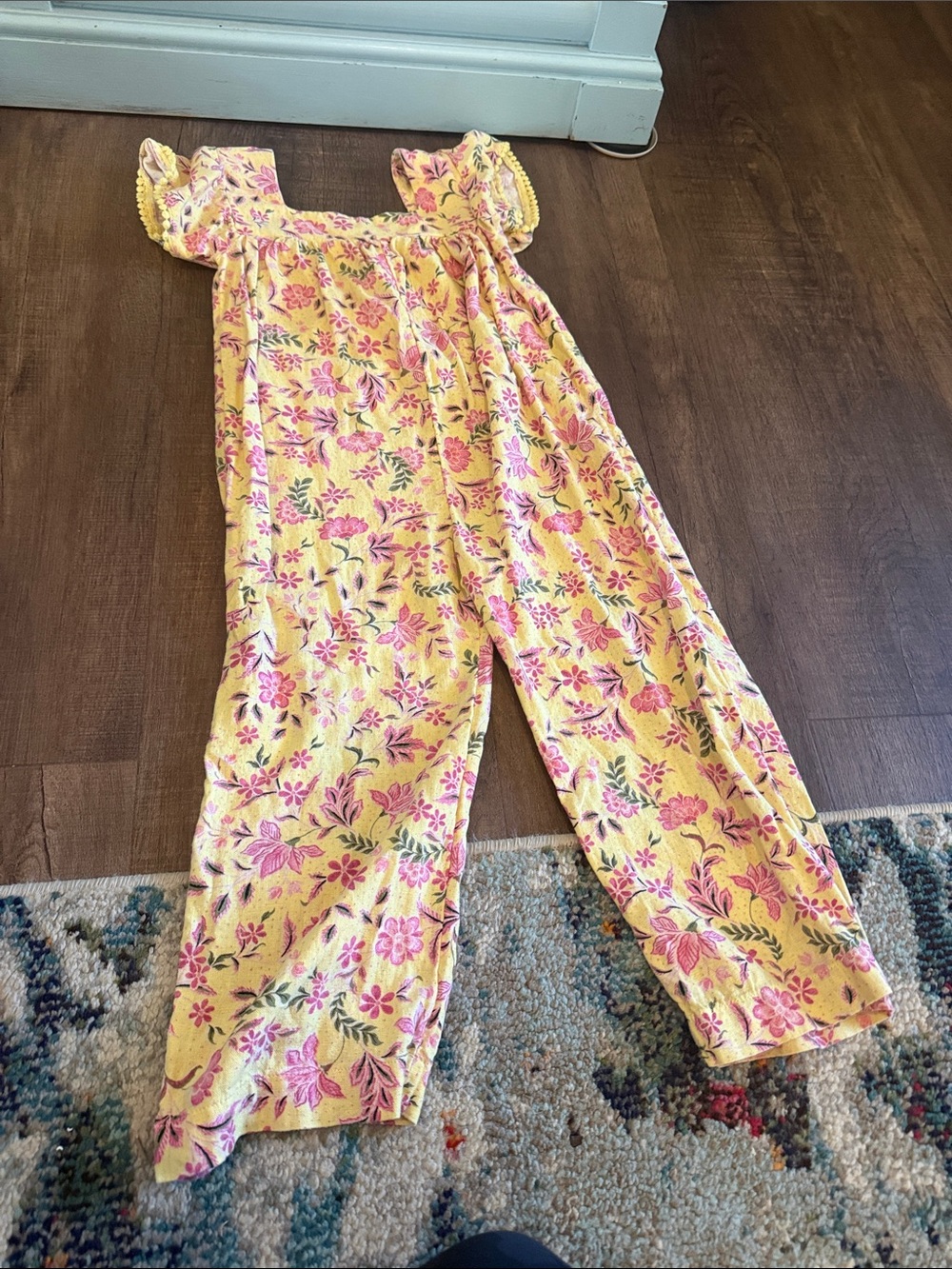 Old Navy Yellow Floral Girls' Romper with Ruffled Sleeves